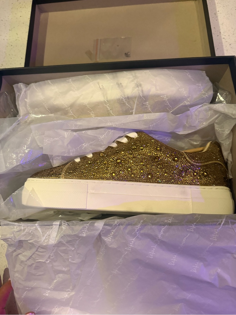 Betsey Johnson Gold Glitter Lace-Up Sneakers
